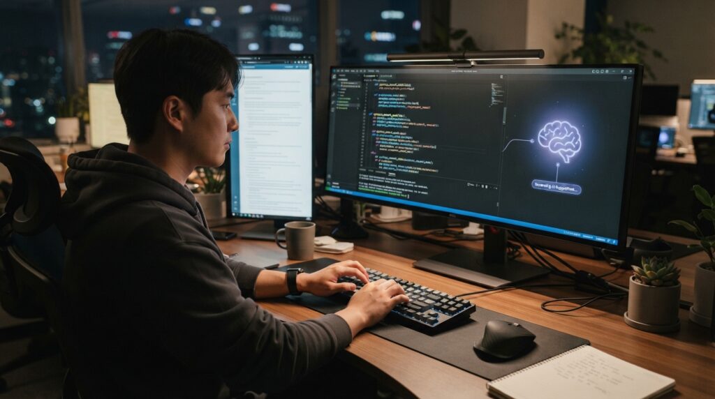 AI 코딩 에이전트와 협업하는 개발자의 작업 환경