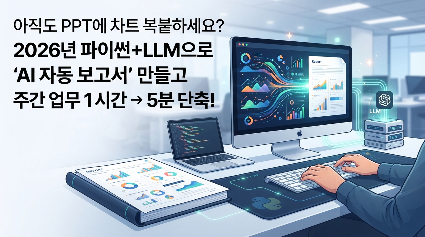 아직도 PPT에 차트 복붙하세요? 2026년 파이썬+LLM으로 ‘AI 자동 보고서’ 만들고 주간 업무 1시간 → 5분 단축! 본문 이미지 1